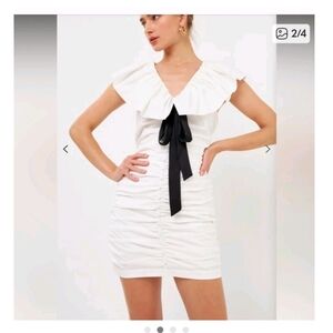 Endless Rose White Mini Dress with Black Bow